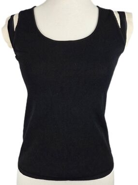 Anne Claire Italy Black Scoop Neck Knit Tank Top Sleeveless Shell
